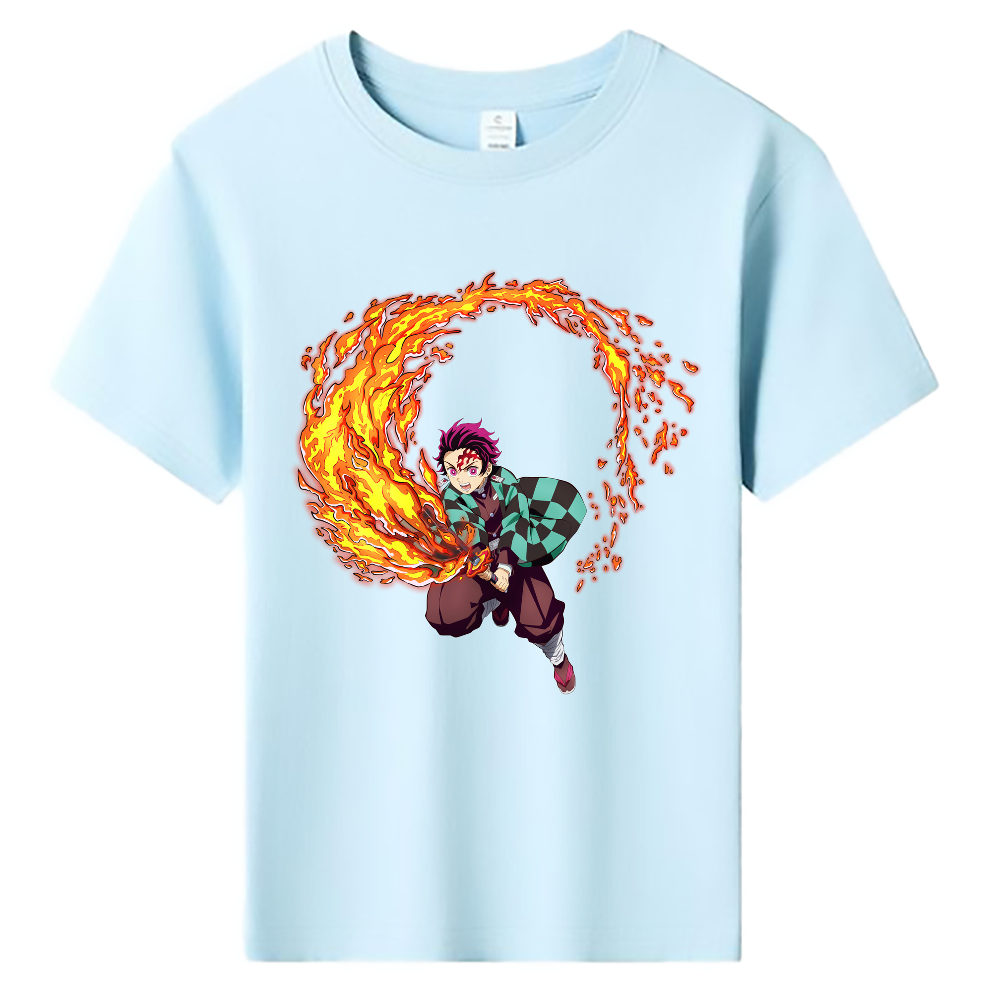 （画像用） 鬼滅の刃 竈門 炭治郎／かまど たんじろう Kamado Tanjirou 綿100％キッズTシャツ（フロントプリント）